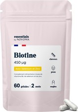 Biotine avec Selenium+Zinc Pousse des Cheveux Complément Alimentaire 60 Gélules