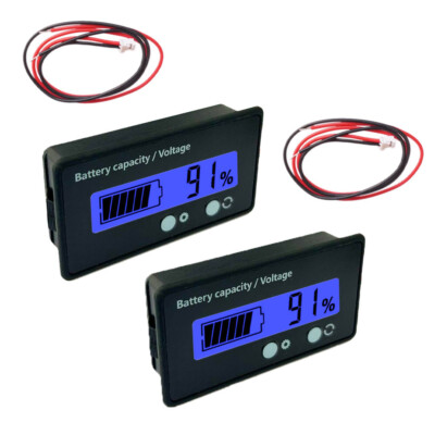 1/2x Battery Meter 12V Battery Capacity Voltage Indicator Battery Gauge Monitors