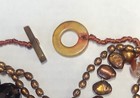 5 strand Agates & Pearls necklace 19" long w/ Jade toggle clasp #146 — photo 6