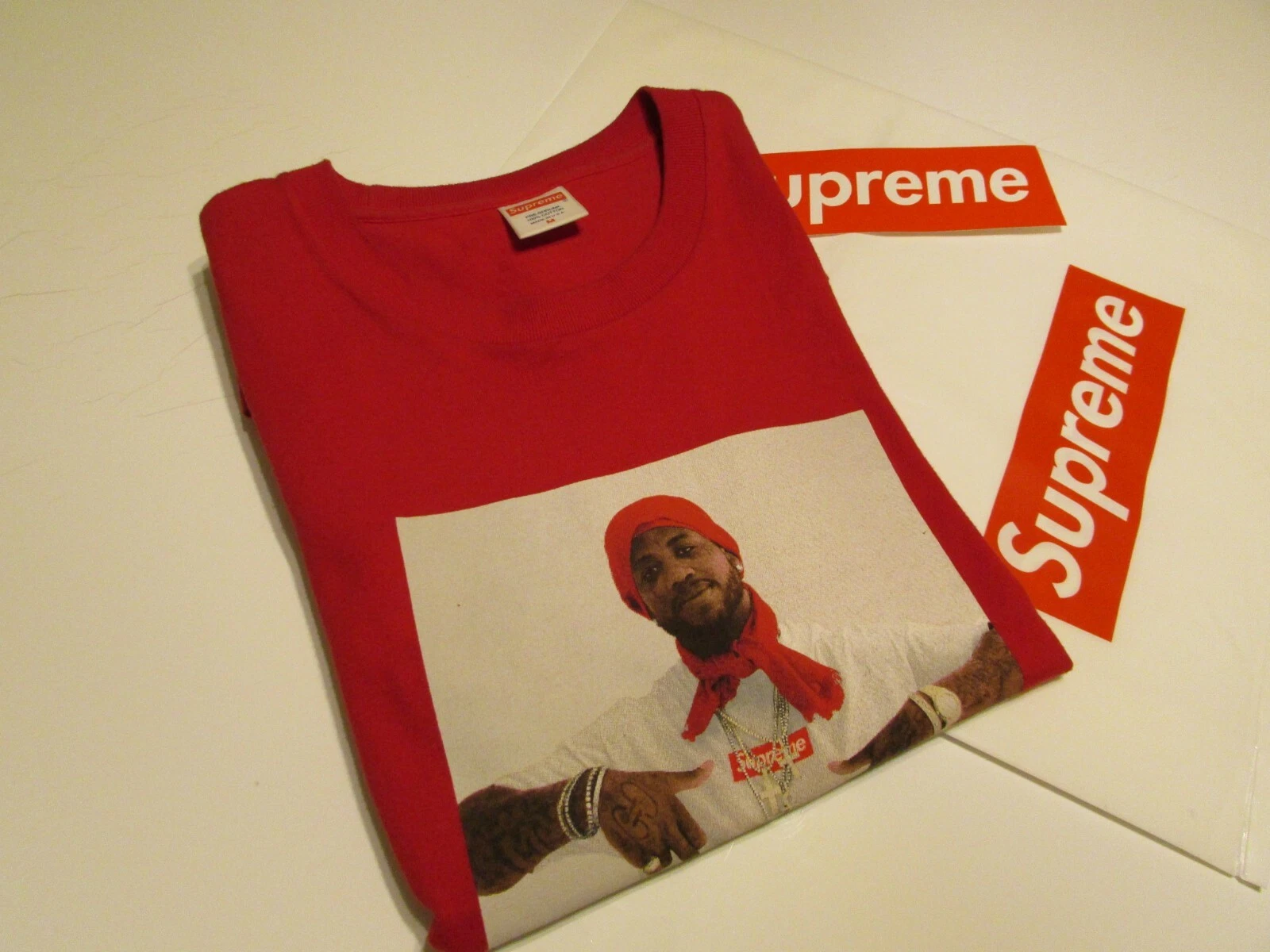 T shirt photo AUTHENTIQUE Supreme Gucci Mane moyen M rouge/moyen 