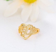 Personalized Initial Ring Open Adjustable Ring A-Z Heart Ring Women Jewelry