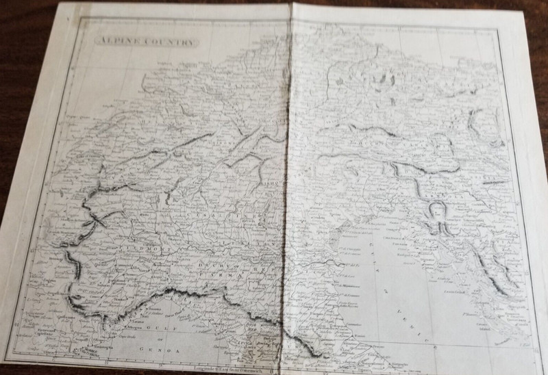 ORIGINAL ALPINE COUNTRY MAP(1811)ANCIENT TIMES