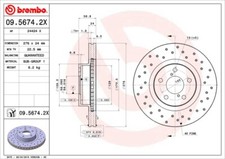 Image of 2x 09.5674.2X BREMBO BRAKE DISC PAIR FRONT AXLE FOR SUBARU TOYOTA