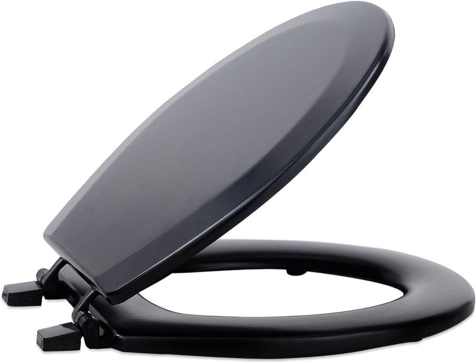 Standard Wood Toilet Seat, Black 17 Inch Fits All Standard Size