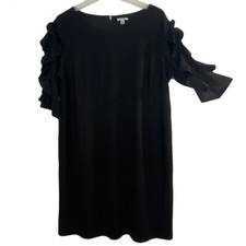 Est.1946 Women's Size 20  Black  Knee Length Dress, Ruffle Lace Sleeve, Stretch