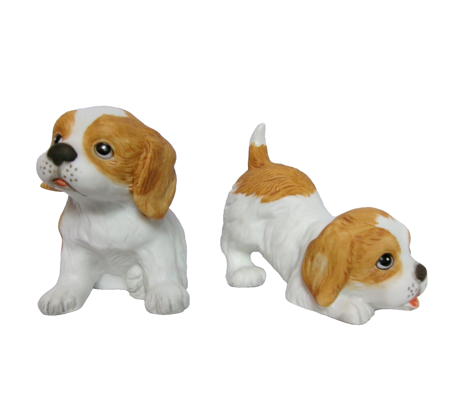 Lot of 2 Vintage Homco Painted Porcelain Dog Puppy Figurines