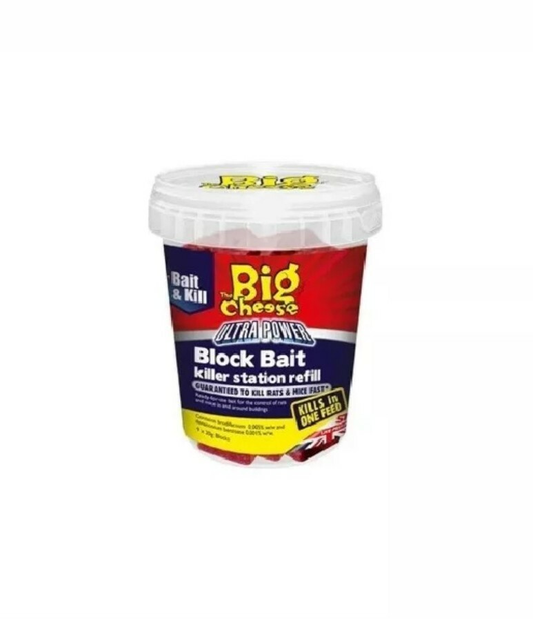 BIG CHEESE POISON ULTRA POWER BLOCK BAIT 15x20g STRONG RAT MOUSE RODENT