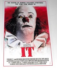 IT (TV Version) 1990 Stephen King Poster 19"x13" Pennywise Clown / Tim Curry
