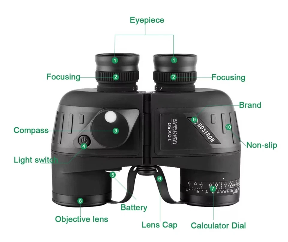 HD Binoculars 10x50 Marine Military Range Direction Finding Weatherproof - Image 2 of 4