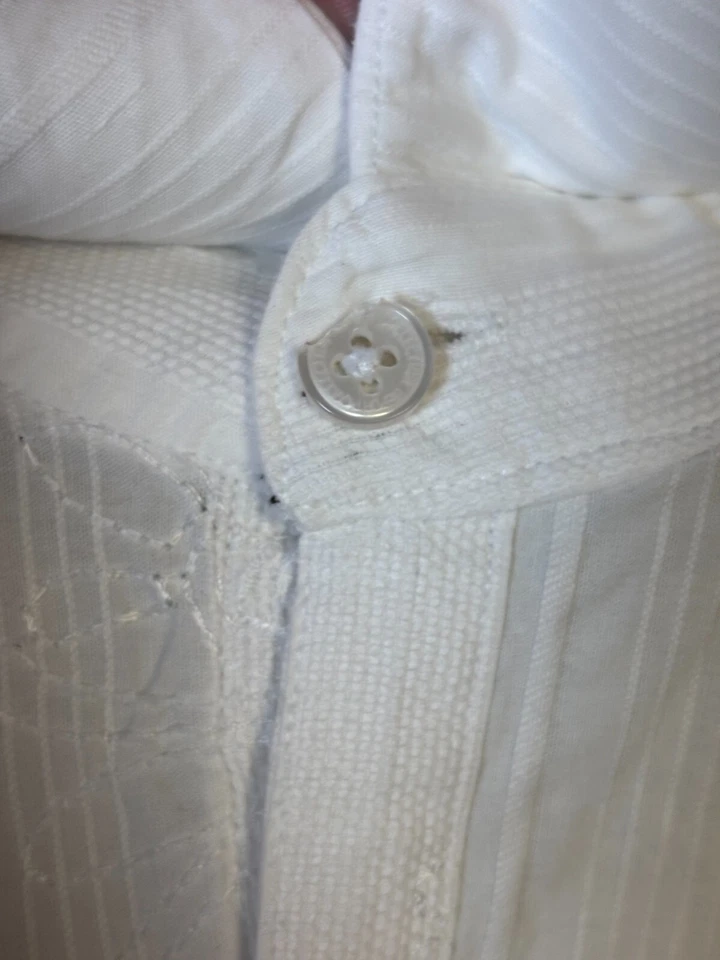 Camisa de hombre Report Collection XXL blanca floral bordada con botones manga larga Foto 4 de 4