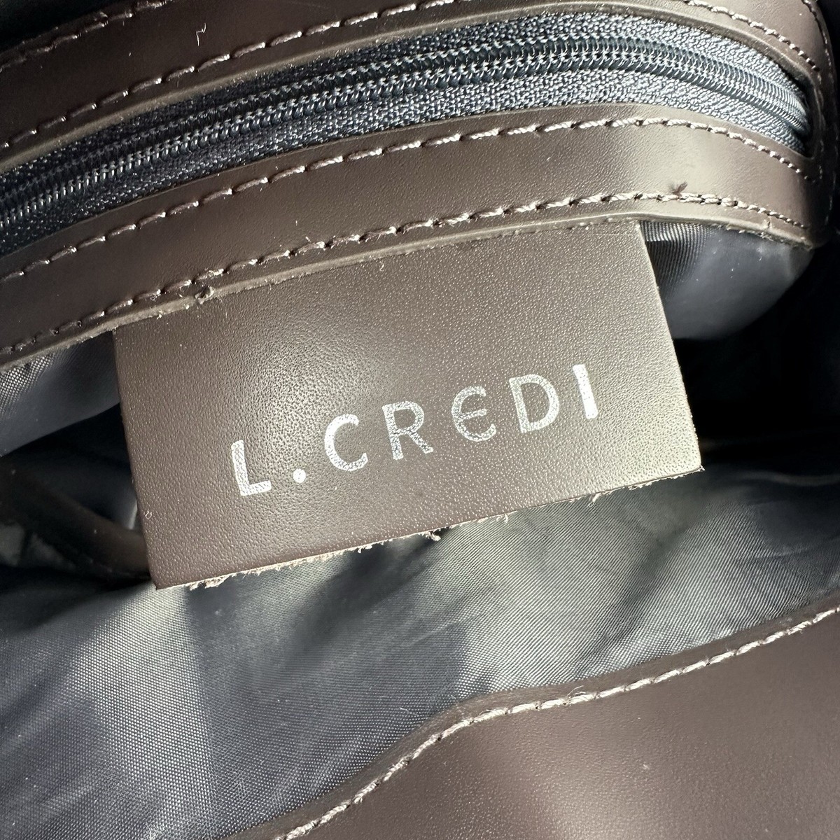 L.‎ Credi Women\'s Brown Pebbled Leather Backpack with Decorative Front Flap NWOT PEBBLE MINI BACKPACK BROWN - Vegan Leather Backpack with  main image 3