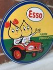 Vintage Style Esso Farm Gasoline Oil  Heavy Steel Metal Top Quality Sign