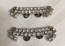 MUSI SIGNED SHOE CLIPS BUCKLES PRONG SET RHINESTONES MATCHING PAIR VINTAGE