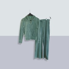 Preowned Fuda Brand Velvet Track Suit Set, Jacket  Pants, Size M, Green