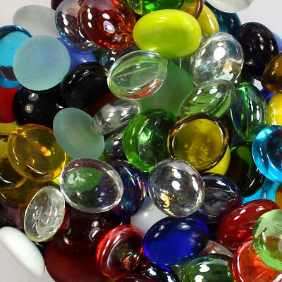 STEINGRAU 200g Glasnuggets Muggelsteine Glassteine in 21 versch. Farben + Farbenmix