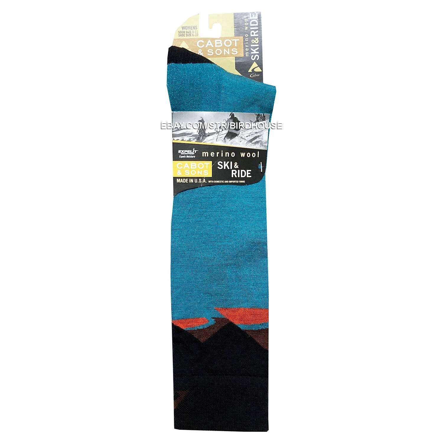 Cabot & Sons Mountain Ski Snow Socks 1pr OTC Merino Wool Blend Arch Support
