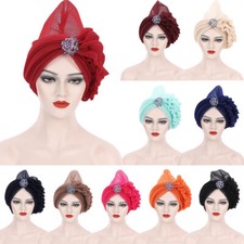 African Aso Oke Headwear Headtie Hijab Hat Turban Head Wrap Bonnet Chemo Cap Hat