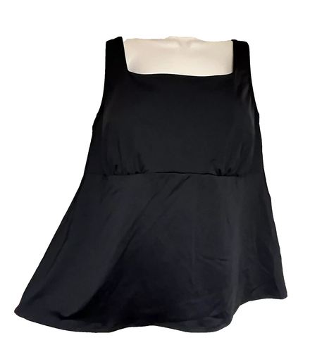 Flawless Black Stretchy Plus Size 20W Adjustable Tankini Swim Top By Land’s End
