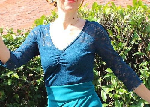 Maglia in pizzo verde con davanti foderato Lindy hop swing - Foto 1 di 5