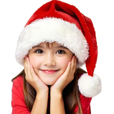 Santa Hat for Adults Christmas Hat Red Velvet Double-layer