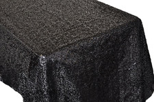 Sequin Rectangular Tablecloth Sequin Taffeta Fabric Sequin Table Cover - BLACK