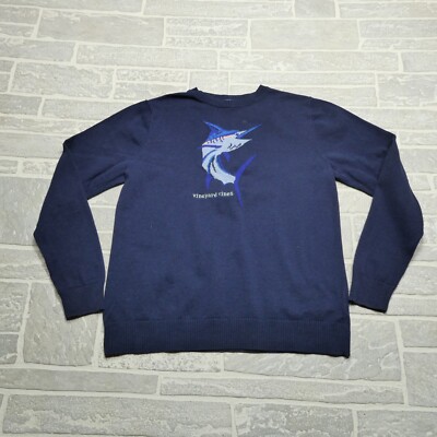 Vineyard Vines Sweater Youth Large (16) Blue Cotton Swordfish Blue Marlin