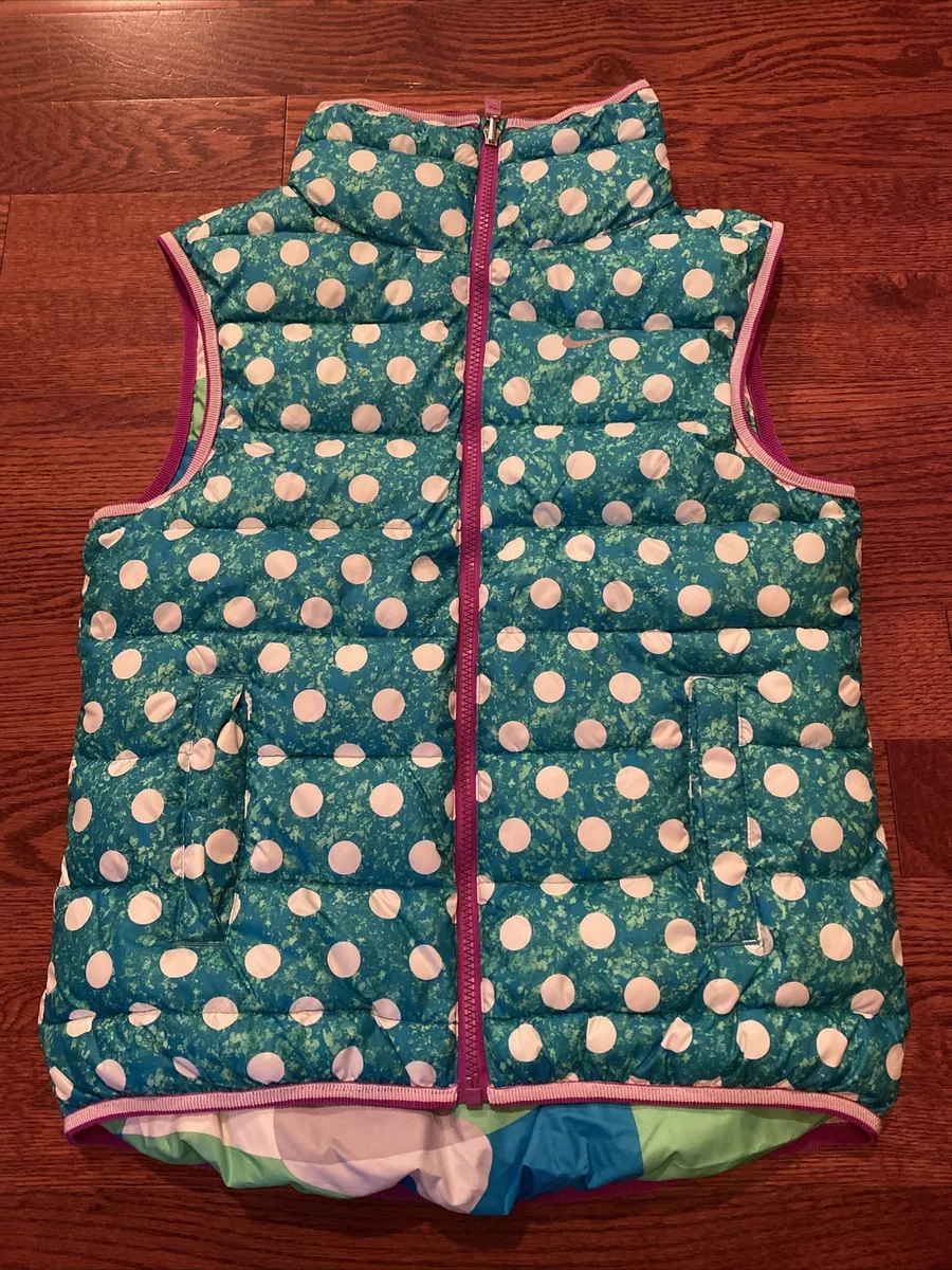 Nike Alliance GFX Reversible Green Puffer Vest Polka Dot Camo Girl's Size  Large