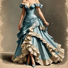 Mid Century Prom Dresses Vintage Blue Strapless Lace Pleated Long Evening Gowns