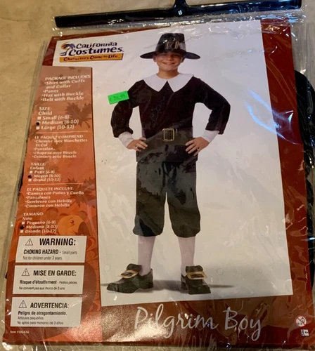 Pioneer Pilgrim Boy California Costume Youth Medium 8-10 NEW in Retail Packaging
