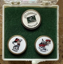 Vintage Disney Mosiężne markery do piłki golfowej Mickey Donald Duck Goofy Zestaw 3 - GB