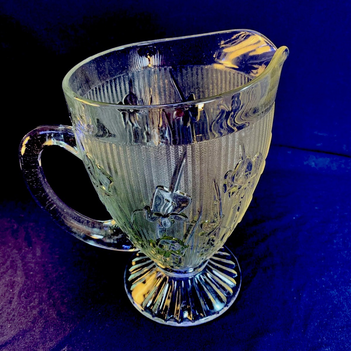 Vintage Jeannette Iris & Herringbone Clear Depression Glass Footed