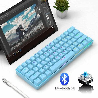 61-Key 60% RGB Rainbow Mechanische Gaming-Tastatur Wired / Wireless Bluetooth