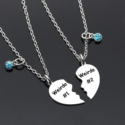 Friendship Gifts Weirdo 1 & Weirdo 2 Two Split Heart Pendant