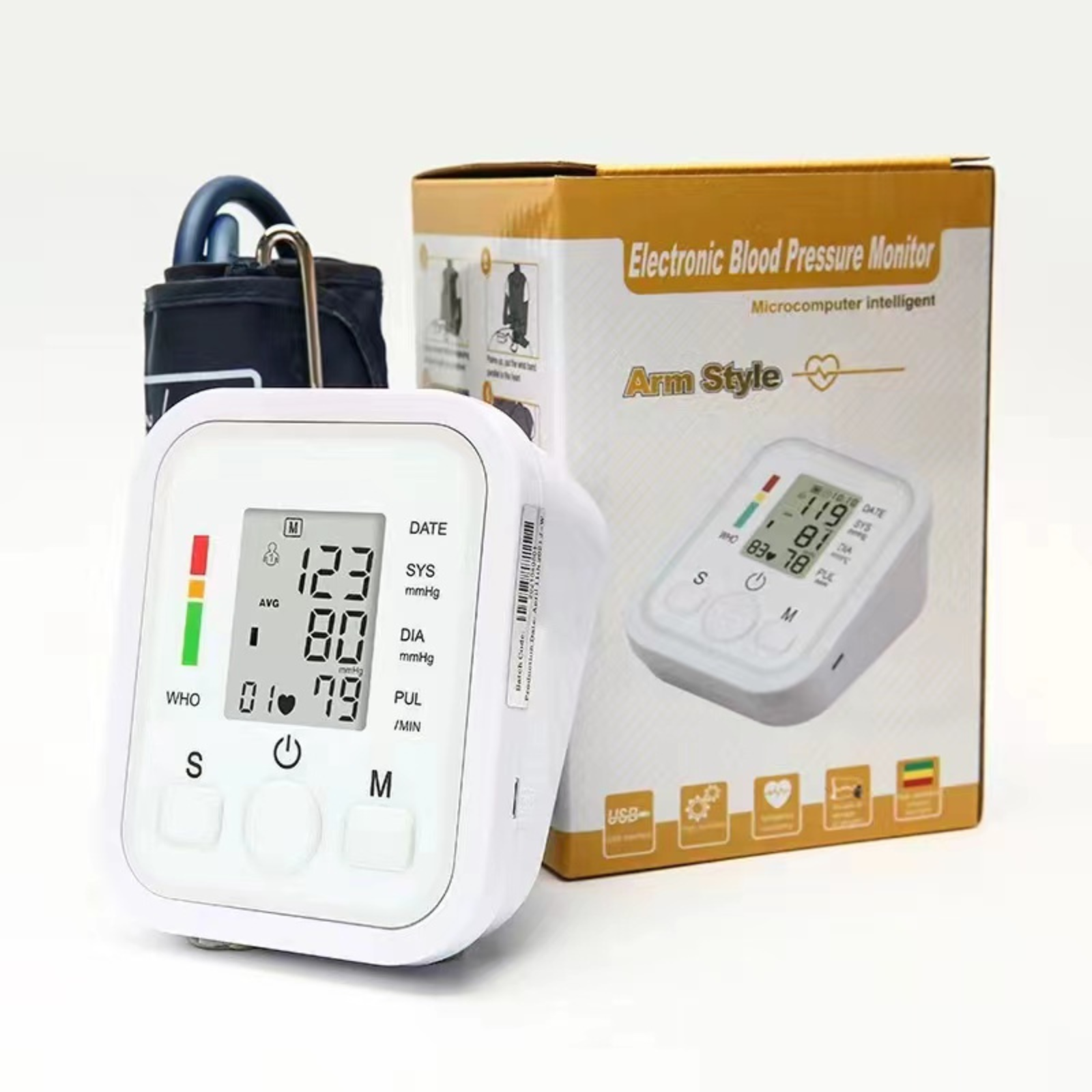 Automatic Digital Blood Pressure Monitor Upper Arm BP Machine Heart