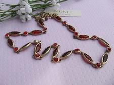  Monet Goldtone Sim Ruby Necklace 18" NEW MSRP $55.00