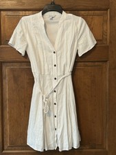 NWOT Nine West White Button Up Dress, Lined, Belted - Size XS