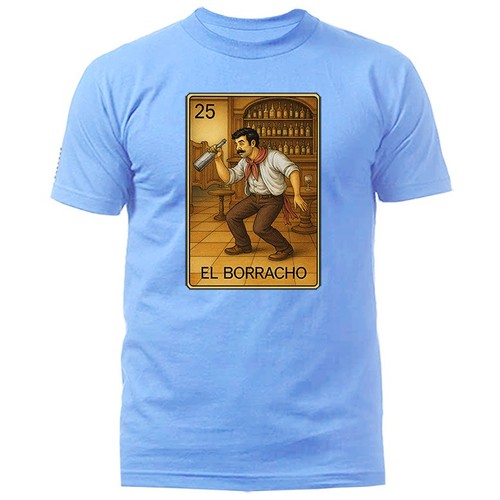 EL BORRACHO MEXICAN LOTERIA CARD T-SHIRT - Picture 16 of 17
