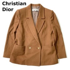 USED CHRISTIAN DIOR TAILORED JACKET IN CAMEL WITH GOLD LOGO BUTTONS GOOD