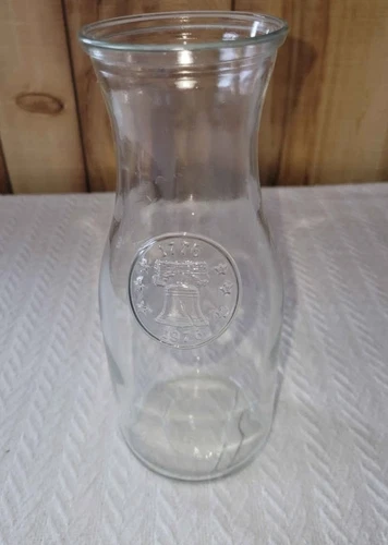 Vintage Anchor Hocking Glass Bicentennial 1776-1976 Milk Bottle Carafe/vase 9"