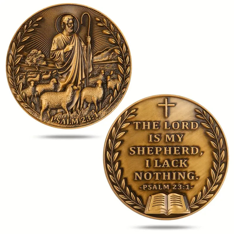 The Lord Is My Shepherd Pocket Coin - Silver Antique Keepsake For Police, Firefighters, Nurses & Public Servants - View #10