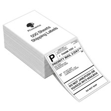 Phomemo 4x6 Direct Thermal Shipping Labels Fanfold 500 White Stack