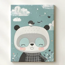 Happy Baby Panda Canvasplayful Nursery Wall Art