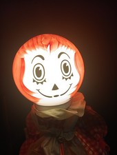 Vintage Mid-century Raggedy Ann Lamp Milk Glass Globe Face Rare Decor Working