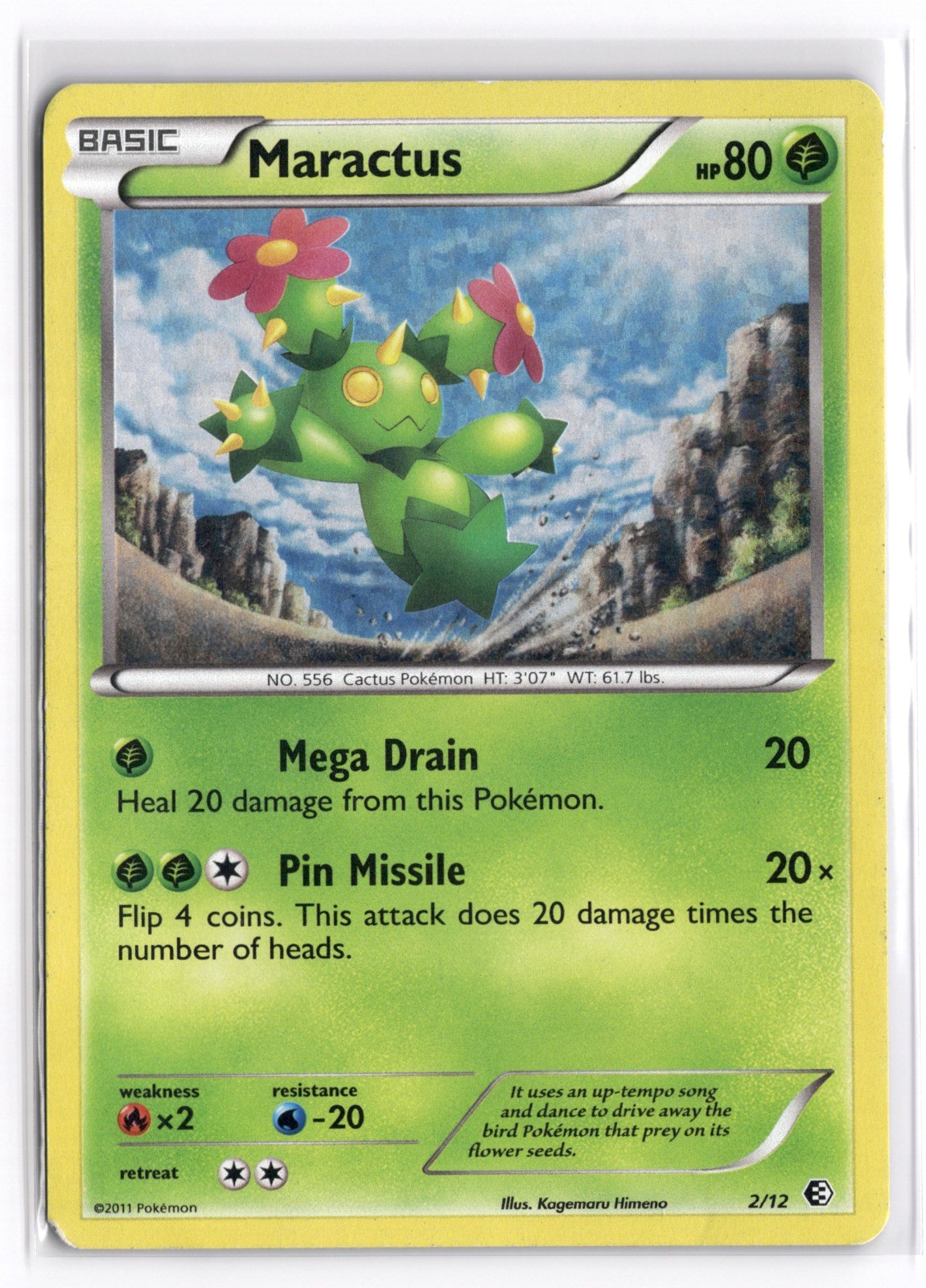 Pokemon TCG Maractus - 2/12 McDonald's 2011 Promo Holo LP