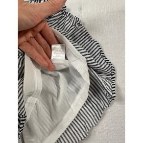 Entro Womens Black White Striped Lace Up Ruffle Romper Size L