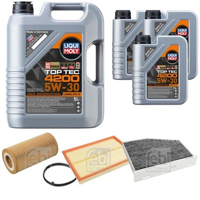 FEBI BILSTEIN Inspektionspaket 8L Liqui Moly Top Tec 4200 5W-30 für Audi TT 8J3