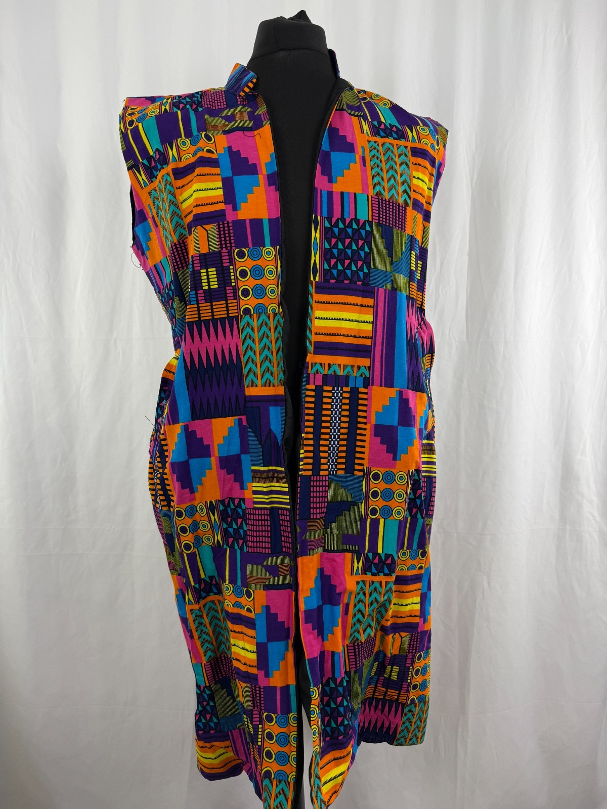 Unbranded Patchwork Print Longline jacket Waistco… - image 3