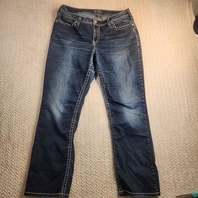 Silver Jeans Natsuki Flap Pocket Embellished Dark Wash Denim Jeans Sz 18/L31