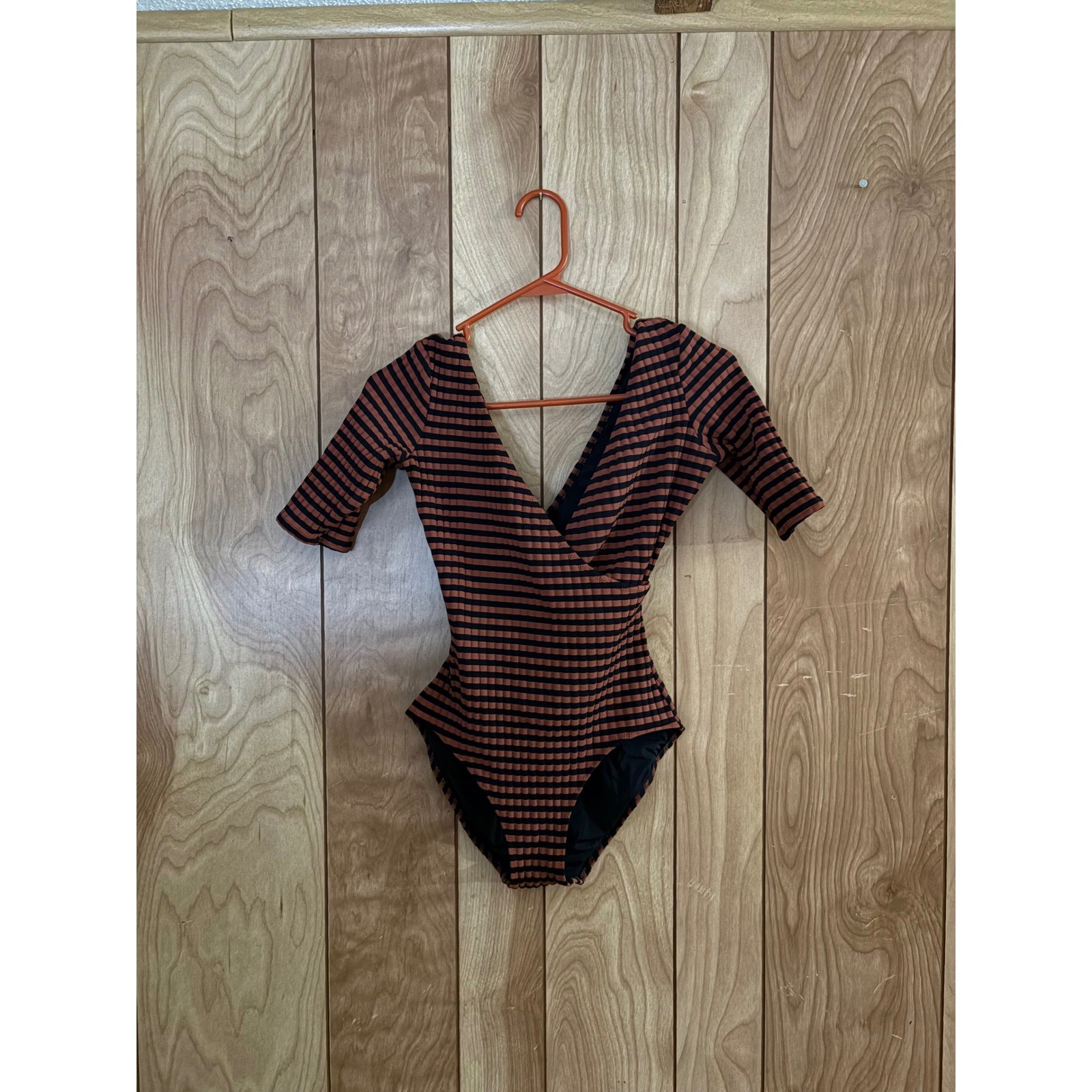 Solid & Striped Ribbed Alison Striped Wrap V-Neck… - image 1