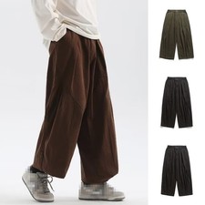 Men Autumn Retro Casual Pants Loose Straight-Leg Wide-Leg Pants Cargo Trousers